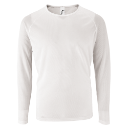 Herren Sport T-Shirt langarm weiß
