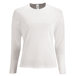Damen Sport T-Shirt langarm weiß
