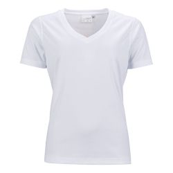Damen Lauftrikot basic weiß V-Neck
